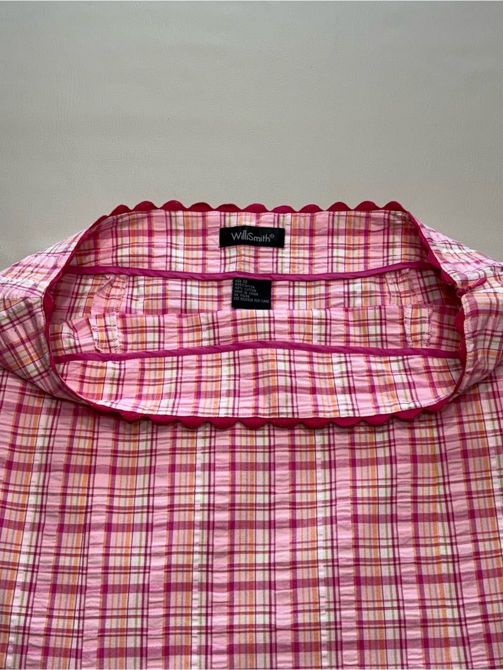 Willi Smith Pink Plaid Skirt with Scalloped Hem - Picture 9 of 9